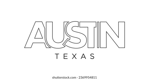 Austin, Texas, USA typography slogan design. America logo with graphic city lettering for print and web products.