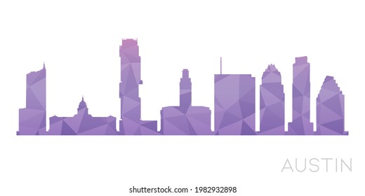 Austin, TX, USA Low Poly Skyline Clip Art City Design. Geometric Polygon Graphic Horizon Icon. Vector Illustration Symbol.