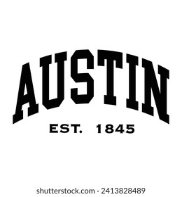 Austin typography design for tshirt hoodie baseball cap jacket and other uses vector
