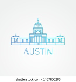 Austin USA, Capitol detailed silhouette. Trendy vector illustration, flat style. Stylish Landmark. Concept for a web banner. Business travel icon