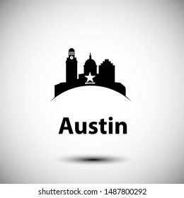 Austin USA, detailed silhouette. Trendy vector illustration, flat style. Stylish Landmark. Concept for a web banner. Business travel icon