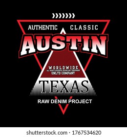 Austin,Texas.vintage and typography design in vector illustration.clothing,apparel and other uses.Eps10