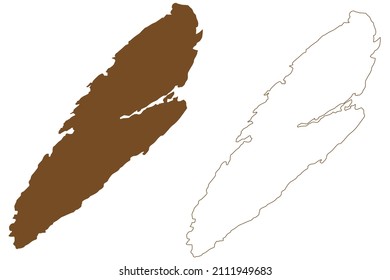 Austra island (Kingdom of Norway) map vector illustration, scribble sketch Austra map