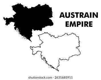 Ilustração de contorno de borda de vetor do mapa de Império Austraine.