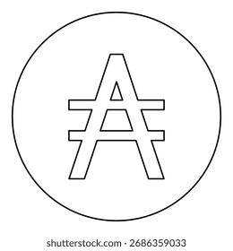 Austral symbol sign icon in circle round black color vector illustration image outline contour line thin style simple