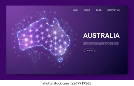 Australien 3d Low-Poly-Website-Vorlage. Australien Kartendesign-Illustrationskonzept. Polygonales Silhouette-Symbol für Website-Design