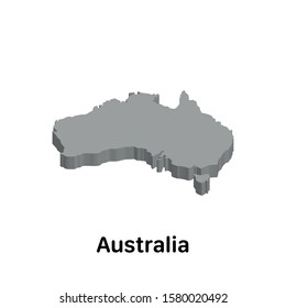 Australia 3d map, perspective illustration vector