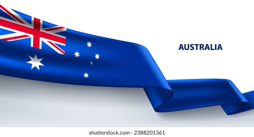 Australia 3D ribbon flag. Bent waving 3D flag in colors of the Australia national flag. National flag background design.