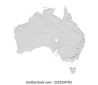 Australia 3D topography map, vector contour.
