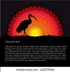 Australia Aboriginal art stylized vector background with Australian ibis