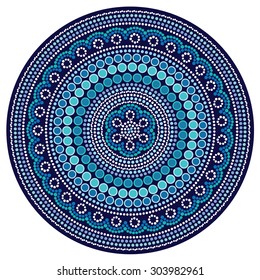 Australia Aboriginal art vector background. A illustration based on aboriginal style of dot painting depicting circle background. It can be used for wallpaper, web page, fabric, paper, postcards.