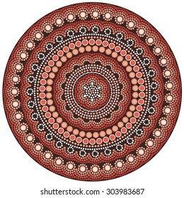 Australia Aboriginal art vector background. A illustration based on aboriginal style of dot painting depicting circle background. It can be used for wallpaper, web page, fabric, paper, postcards.