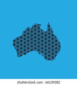 Australia with aboriginal style pattern