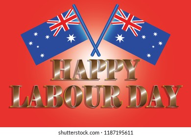 Australia Abstract waving Flag and background illustration on paper with  Celebrating Labor Day 1st October