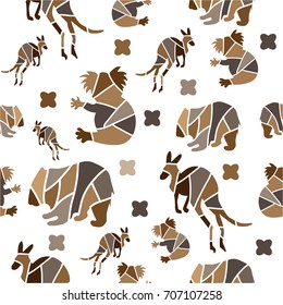 Australia animals seamless pattern on white