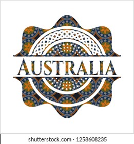 Australia arabic emblem background. Arabesque decoration.
