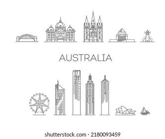 Australia architecture line skyline illustration