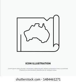 Australia, Australian, Country, Location, Map, Travel Line Icon Vector. Vector Icon Template background
