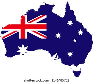 Australia Australian Flag Country Map Shaped Illustration 