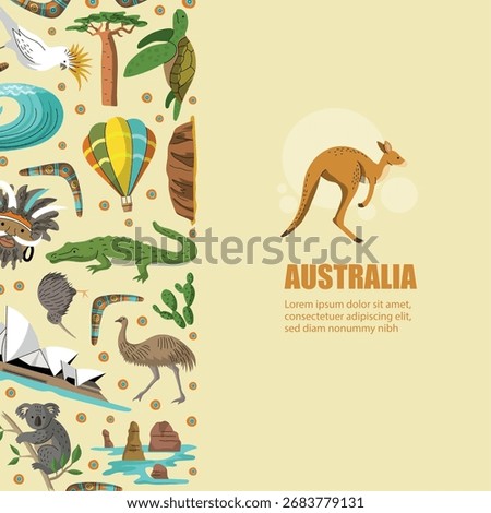 Australia. background with authentic tools of national australian items