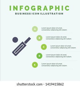 Australia, Ball, Bat, Cricket, Sport Solid Icon Infographics 5 Steps Presentation Background