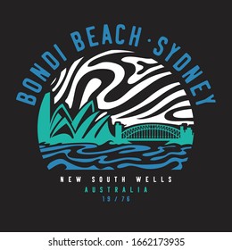 Australia beach surf typography, tee shirt graphics, vectors