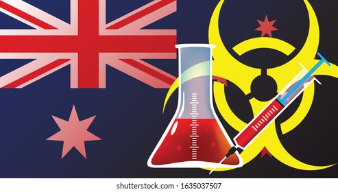 Australia biohazard epidemic threat vector illustration - fight coronavirus or any other disease concept