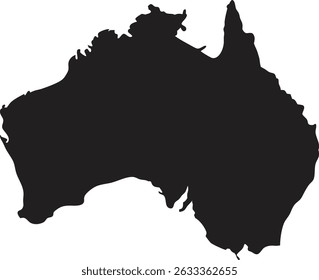 Australia black map silhouette vector style with white background
