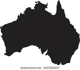 Australia black map silhouette vector style with white background