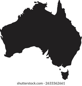 Australia black map silhouette vector style with white background