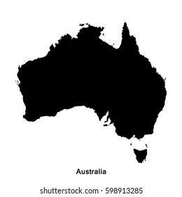 Australia black map,border with name of country