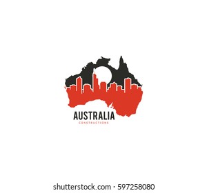 Australia Black and Red map Logo Vector