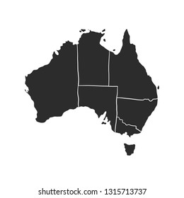 Australia black vector map isolated on white background .