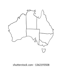 Australia black vector map isolated on white background .