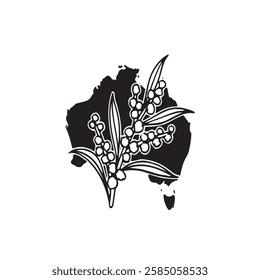 australia black wattle logo, australia black wattle logo with white background, illustration, vector illustration