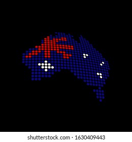 Australia blank map vector . Australia digital map template . Australian silhouette . black Australia map . Colorful map of Australia . Australian flag . sphere dots globe surface