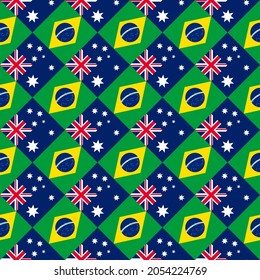 australia and brazil flags seamless pattern. vector illustration
