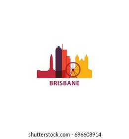 Australien Brisbane Stadt Moderne Skyline Panorama Silhouette Form Vektorillustration Logo Symbol