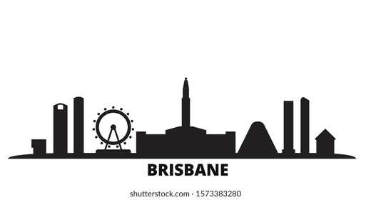 Australia, Brisbane city skyline isolated vector illustration. Australia, Brisbane travel black cityscape