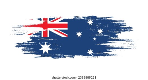 Australia brush flag, Australia flag brush watercolor flag design element	
