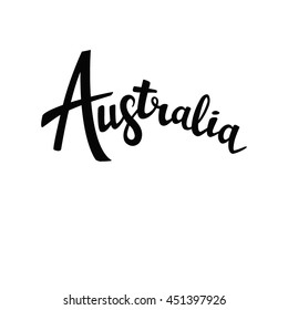 Australia brush lettering on white background. Vector illustration. Isolated elements