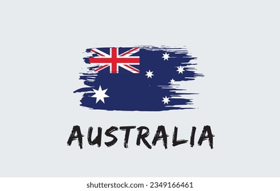 Australia brush painted national country flag Painted texture white background National day or Independence day design for celebration Vector illustration