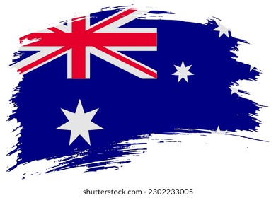 Australia brush stroke flag vector background. Hand drawn grunge style Australian painted isolated banner.
