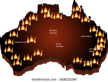 Australia Bush fire map and 3d fire map