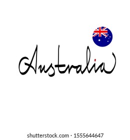 Australia calligraphic inscription, lettering. flag icon. vector