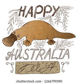 australia card with platypus