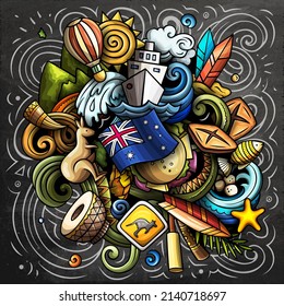 Australia cartoon vector doodle chalkboard illutraditional symbolsArgentinian objects and symbols