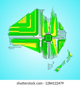 Australia chip. Abstract processor of Australia.