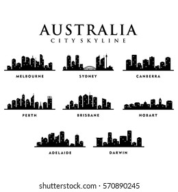 Australia Cities - City Tour Skyline Illustration