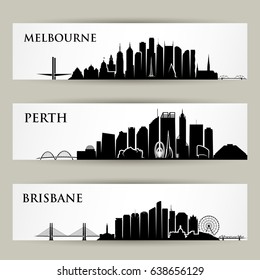 Australia cities skylines - vector illustration